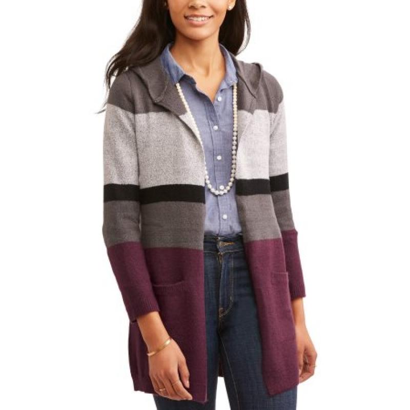 No Comment Women&#039;s Colorblock Cardigan With Hood