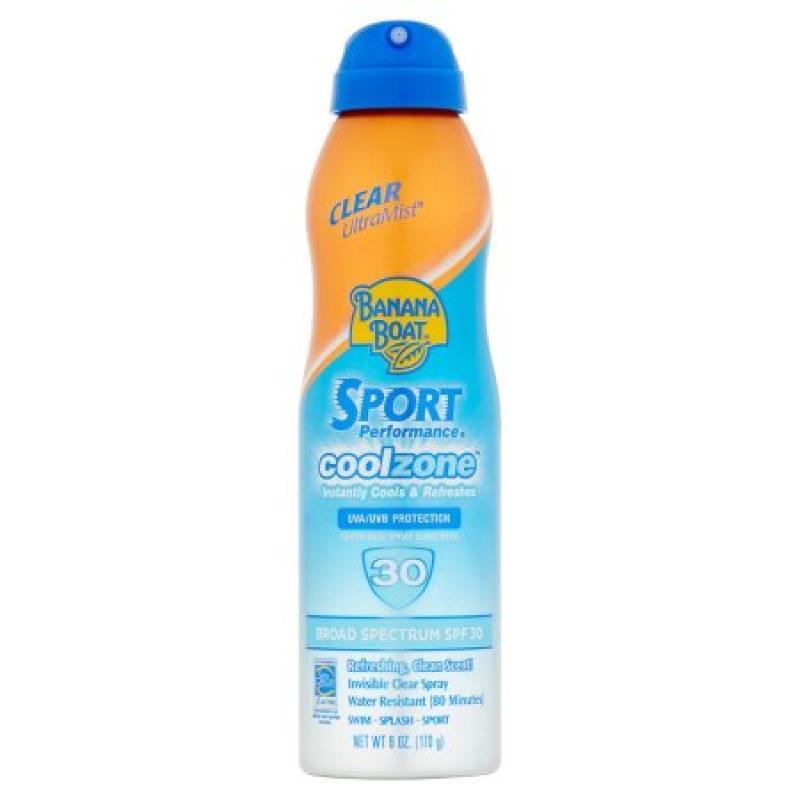 Banana Boat Sport Performance Cool Zone Continuous Spray Sunscreen Broad Spectrum SPF 30, 6 oz