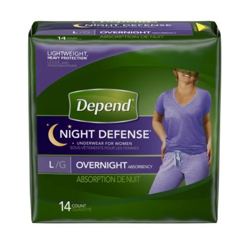 Depend Night Defense Underwear for Women Size L - 14 CT