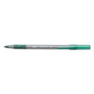 BIC Ultra Round Stic Grip Ball Pen, Medium, Green, 1-Dozen