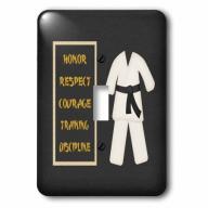 3dRose Karate Karategi Uniform Black Belt Honor Respect Courage Train Discipline, Single Toggle Switch