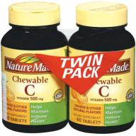 Nature Made Vitamin C Chewable 500 mg Twin Pack Tablets 60 ct Dietary Supplement 2 ct