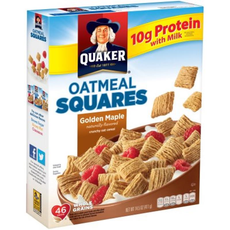 Quaker® Oatmeal Squares Golden Maple Crunchy Oat Cereal 14.5 oz. Box