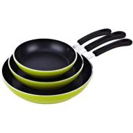 Cook N Home 8", 10" and 12" Frying Pan/Saute Pan 3-Piece Set with Non-Stick Coating Induction Compatible, Green