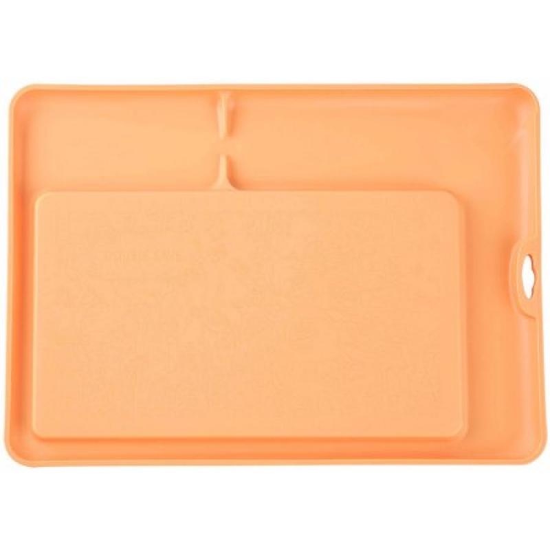 Eco-friendly Non-slip 15.7" x 11" Quick Dry Anti-fungal 2-in-1 Cutting Board and Tray with Grooves for Food Juices and Organization, Orange