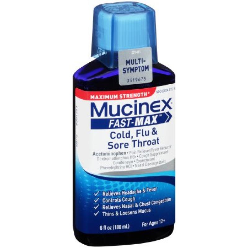 Mucinex® Fast-Max™ Maximum Strength Cold, Flu & Sore Throat 6 fl. oz. Bottle