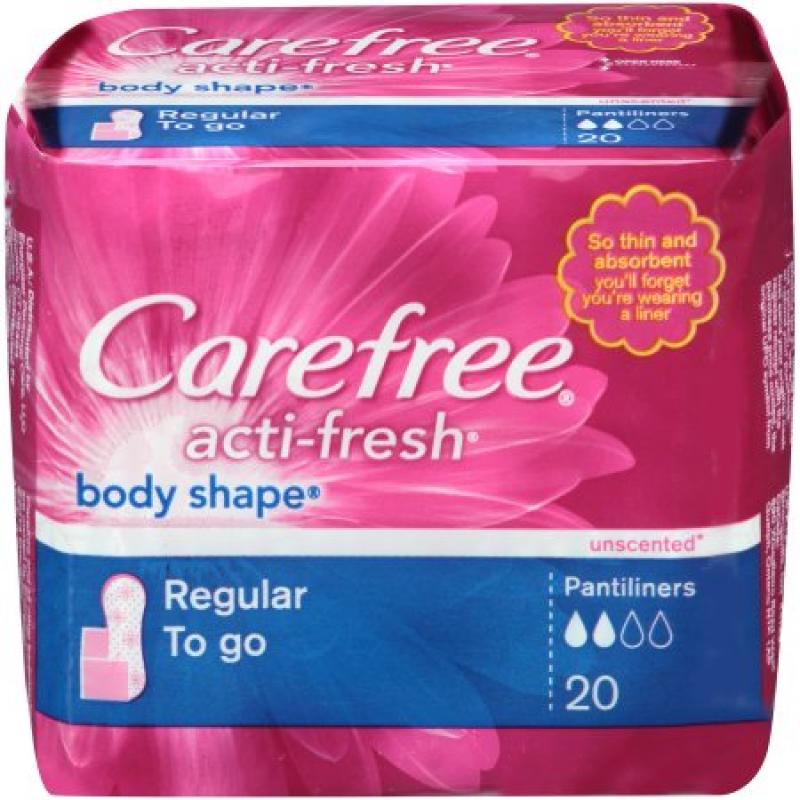 Carefree Acti-Fresh Body Shaped Panty Liners Unscented Regular - 20 Count