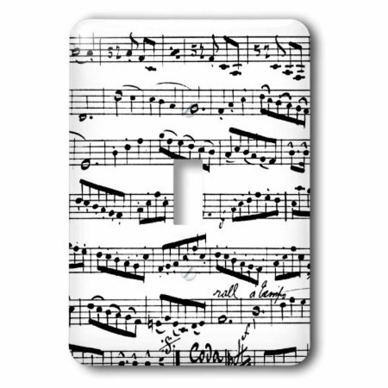 3dRose Music Notes pattern - Black and white piano sheet musical notation, Single Toggle Switch