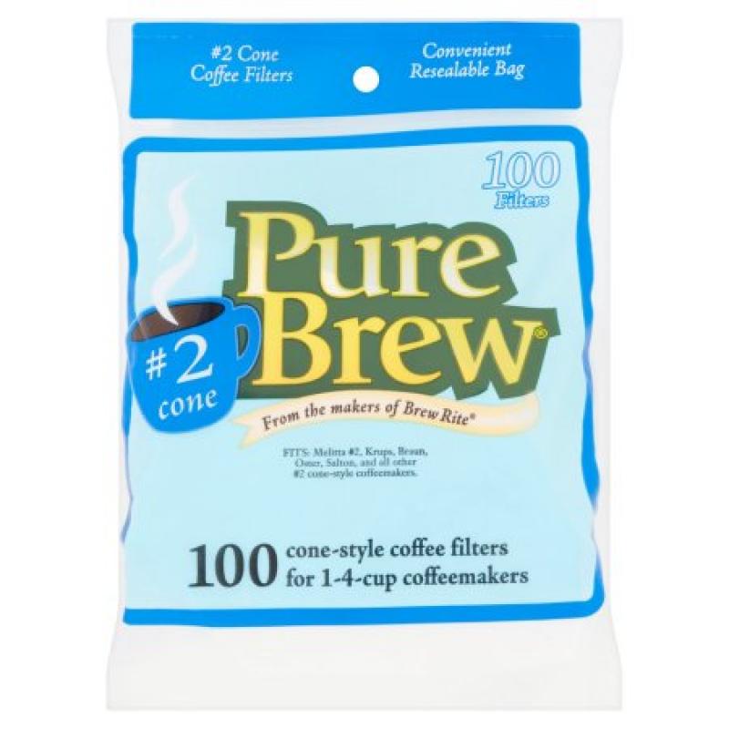 Pure Brew Cone Style Coffee Filters, 100ct