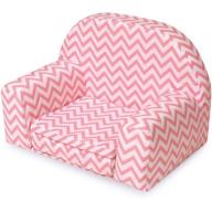 Badger Basket Upholstered Doll Chair with Foldout Bed, Pink Chevron, Fits Most 18" Dolls and My Life As