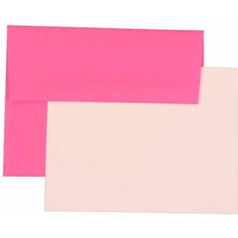 JAM Paper Recycled Personal Stationery Sets with Matching A2 Envelopes, Ultra Fuchsia, 25-Pack