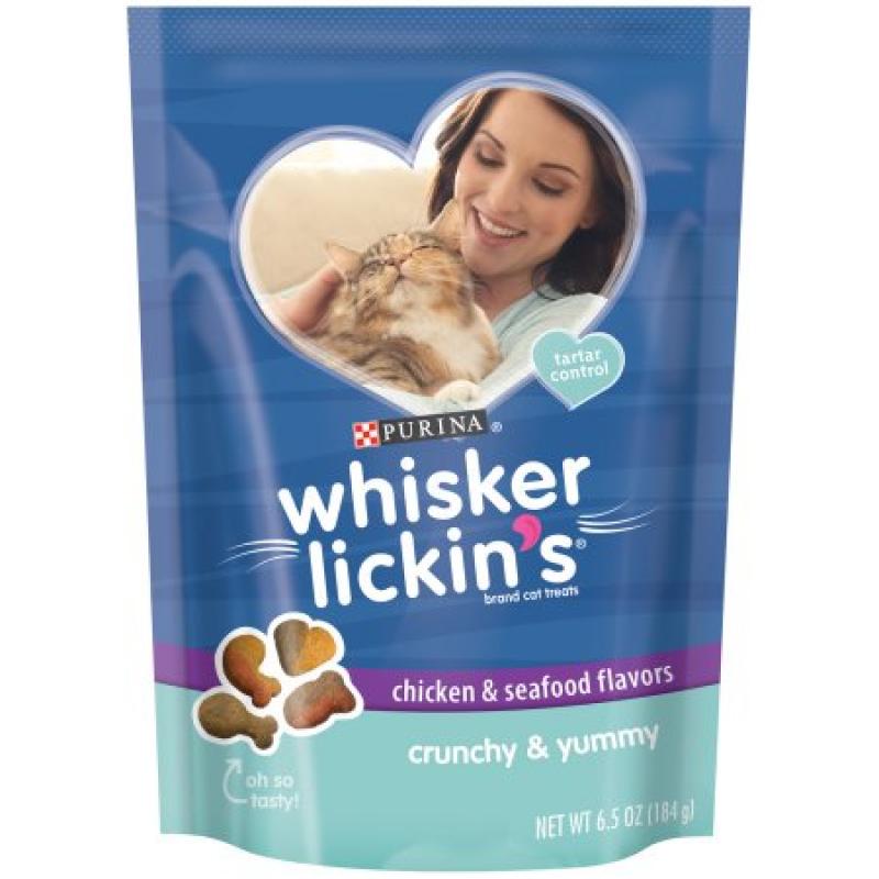 Purina Whisker Lickin&#039;s Crunchy & Yummy Chicken & Seafood Flavors Cat Treats 6.5 oz. Pouch