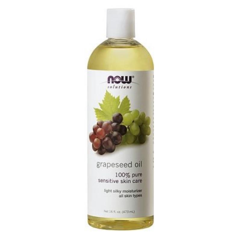 NOW Foods 100% Pure Grapeseed Oil, Sensitive Skin Care, 16 Fl Oz