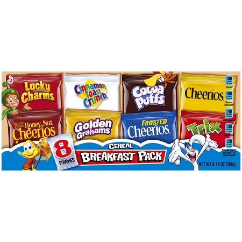 General Mills Breakfast Pack Cereal Mutli-Pack with 8 Varieties 9.14 oz Package
