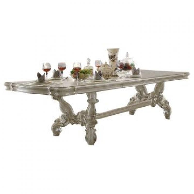 Acme Versailles Pedestal Dining Table in Bone White 61130 SPECIAL