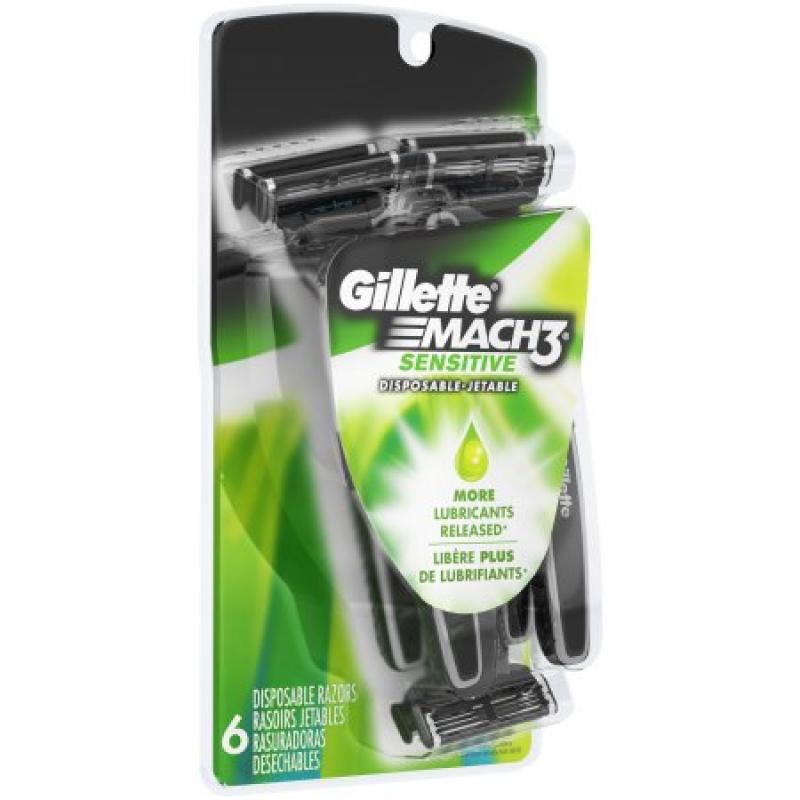 Gillette® Mach3® Sensitive Disposable Razor 6 ct Carded Pack