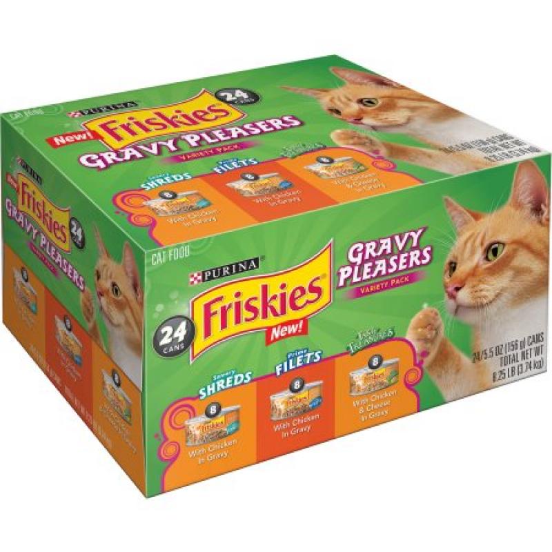 Purina Friskies Gravy Cravers Variety Pack Cat Food, 24-Count, 5.5 oz Cans