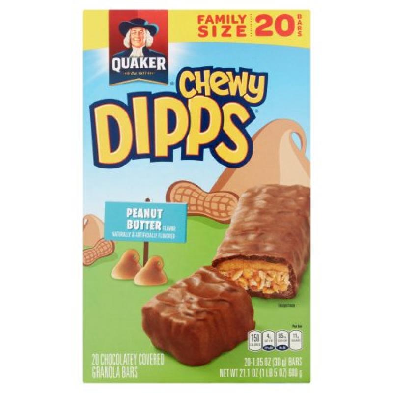Quaker Chewy Dipps Peanut Butter Granola Bars, 1.05 oz, 20 count