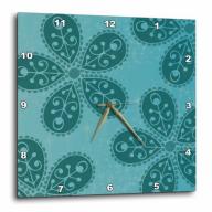 3dRose Teal Boho Flowers bohemian hippi chic, Wall Clock, 13 by 13-inch