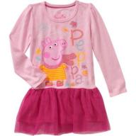Peppa Pig Toddler Girls&#039; Long Sleeve Drop Waist Dress