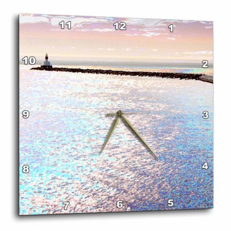 3dRose Breakwall reaching into the waters of Lake Superior in Michigans Upper Peninsula, Wall Clock, 13 by 13-inch