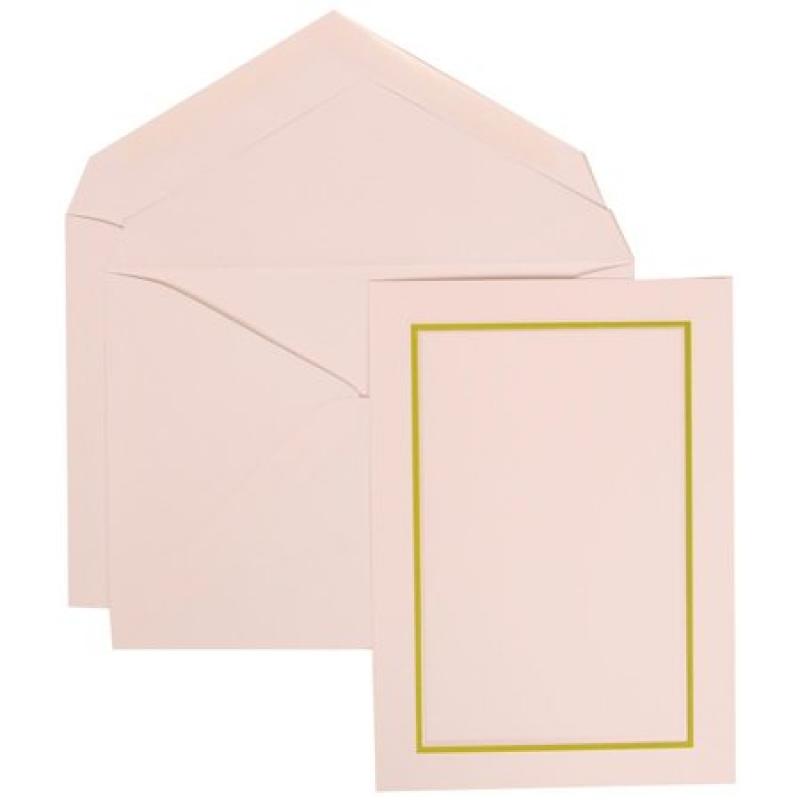 JAM Paper Kiwi Green Border Card with White Envelope Large Wedding Invitation Bold Border Set, 50 Cards (5-1/2" x 7-3/4")
