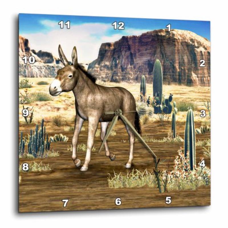 3dRose Donkey in the Southwestern Desert, Wall Clock, 10 by 10-inch