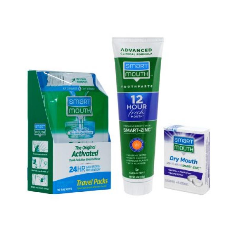 SmartMouth Original Travel Packs, Dry Mouth Mints and Premium Toothpaste