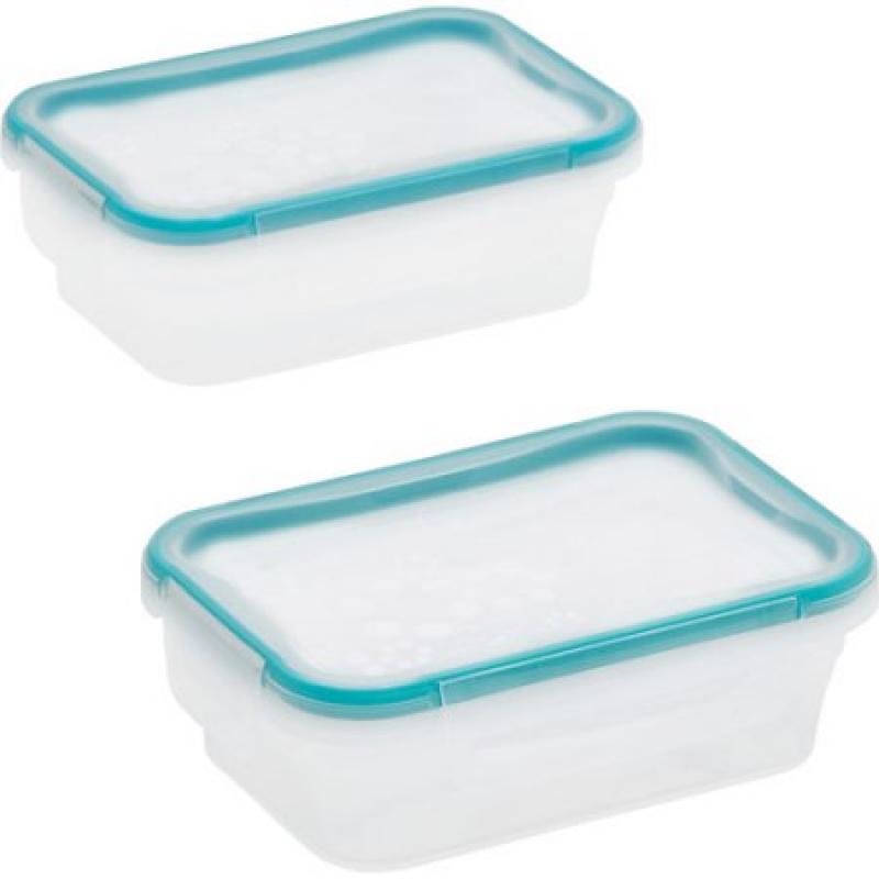 Snapware Total Solution 2-Piece Plastic 3-Cup Rectangle Containers, Clear