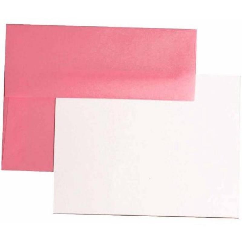 JAM Paper Stationery Set, A6 (4-3/4" x 6-1/2") Envelopes (25) and A6 (4-3/4" x 6-1/2") Cards (25), Brite Hue Ultra Pink, Sets Sold Individually