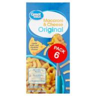 Great Value Original Macaroni & Cheese Dinner, 7.25 oz
