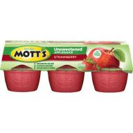Mott&#039;s Unsweetened Strawberry Applesauce, 3.9 oz, 6 count
