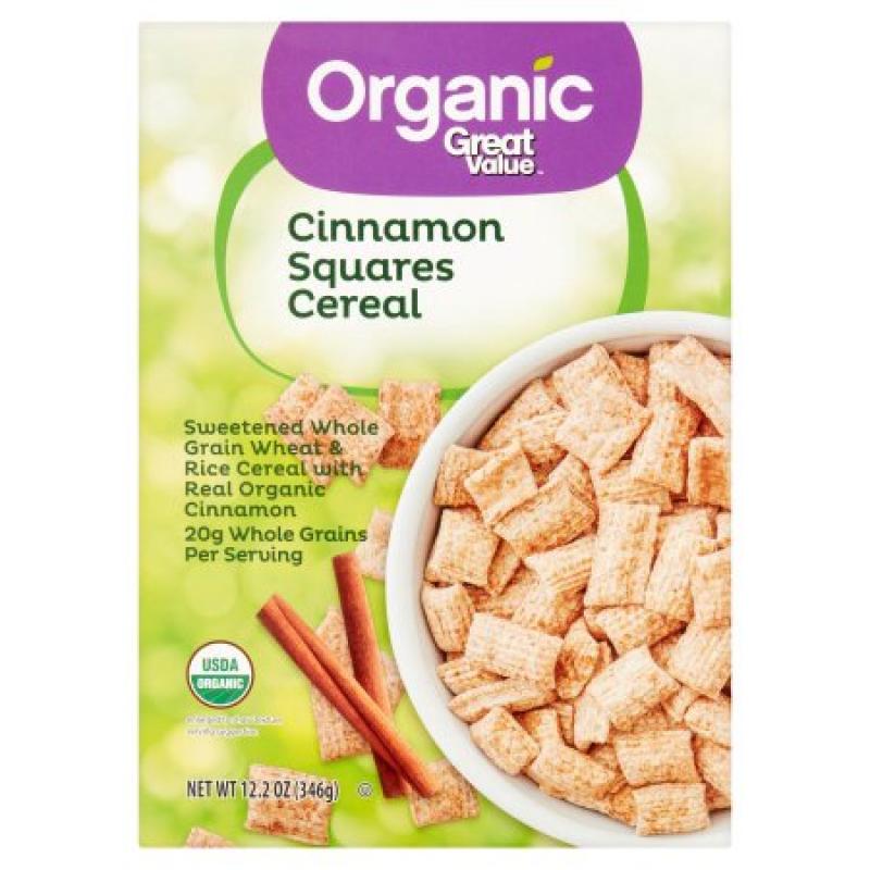 Great Value Organic Cinnamon Squares Cereal, 122 Oz