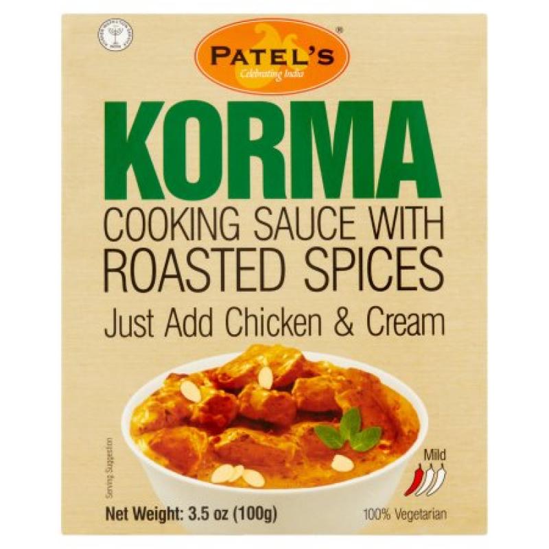 Patel&#039;s Korma Cooking Sauce with Roasted Spices, 3.5 oz, 6 pack
