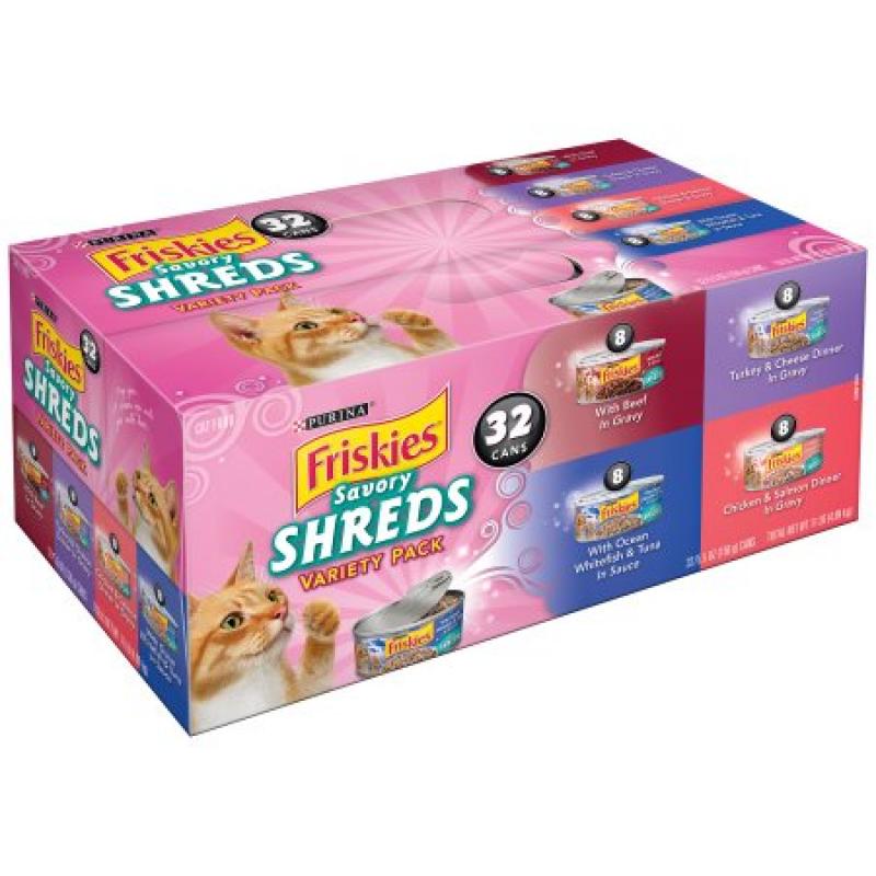 Purina Friskies Savory Shreds Cat Food Variety Pack 32-5.5 oz. Cans