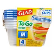 Glad To Go Snack Containers & Lids Medium Rectangle - 4 CT