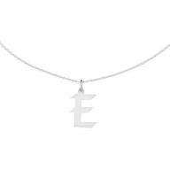 Sterling Silver Medium Artisan Block Initial E Charm, 18" Chain