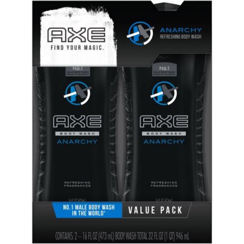AXE Anarchy Body Wash for Men, 16 oz, Twin Pack