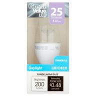 Great Value LED Light Bulb 4W (25W Equivalent) Deco (E12) Dimmable, Daylight
