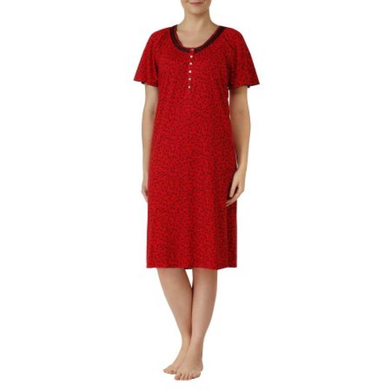 Secret treasures women&#039;s short sleeve V-neck neck fluid knit sleep gowns (size s-4x)