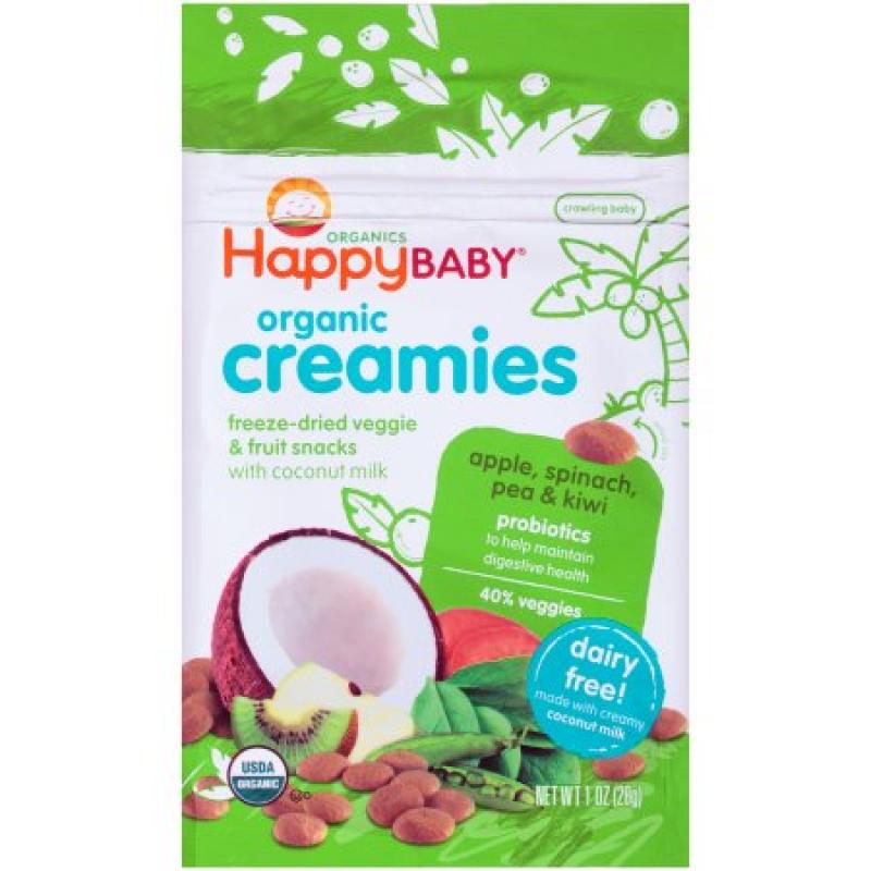 Happy Baby® Organic Creamies Apple, Spinach, Pea & Kiwi Freeze-Dried Veggie & Fruit Snacks with Coconut Milk 1 oz. Pack