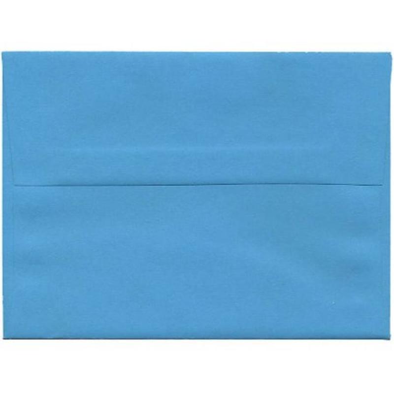 JAM Paper A6 4-3/4" x 6-1/2" Recycled Paper Invitation Envelopes, Brite Hue Blue, 50pk