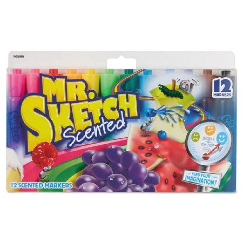 Mr. Sketch Scented Markers, Chisel Tip, Assorted Colors, 12 Pack