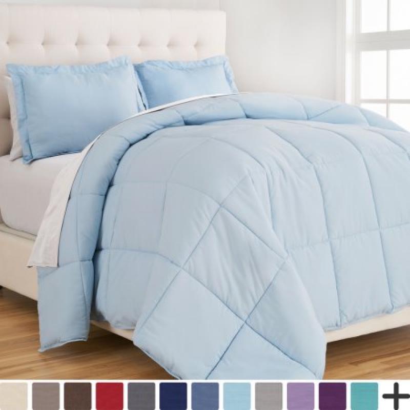 Ultra-Soft Premium 1800 Series Goose Down Alternative Comforter Set - Hypoallergenic - All Season - Plush Fiberfill, Twin Extra Long (Twin/Twin XL - Light Blue)