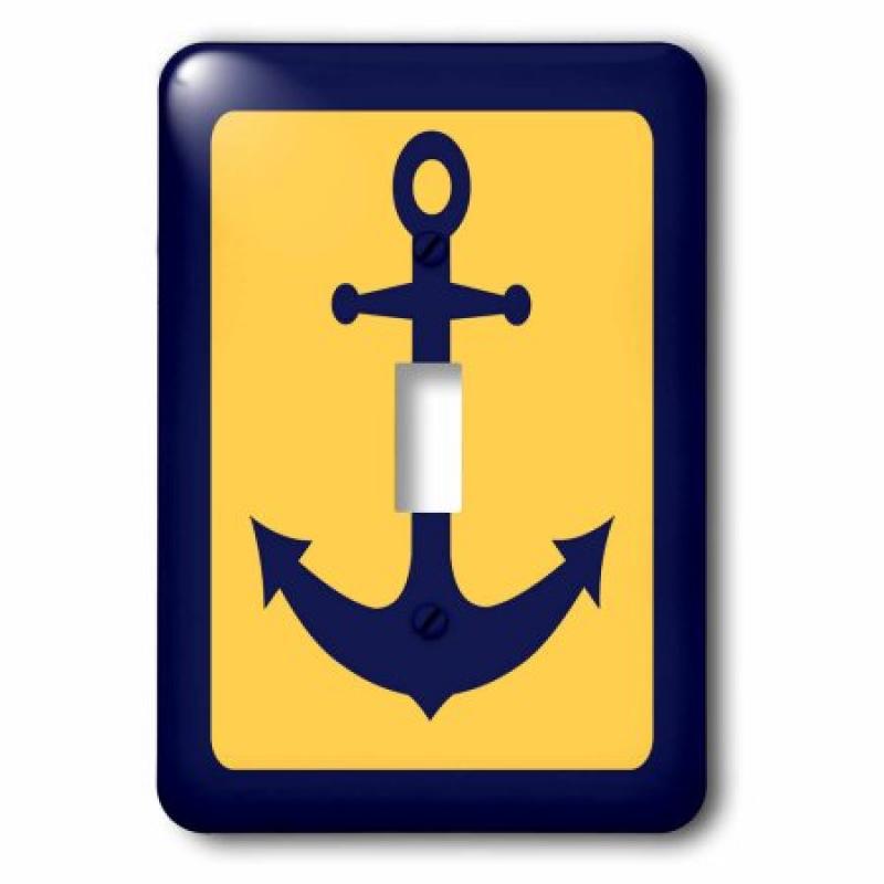 3dRose Blue and Yellow Nautical Anchor Design, Single Toggle Switch