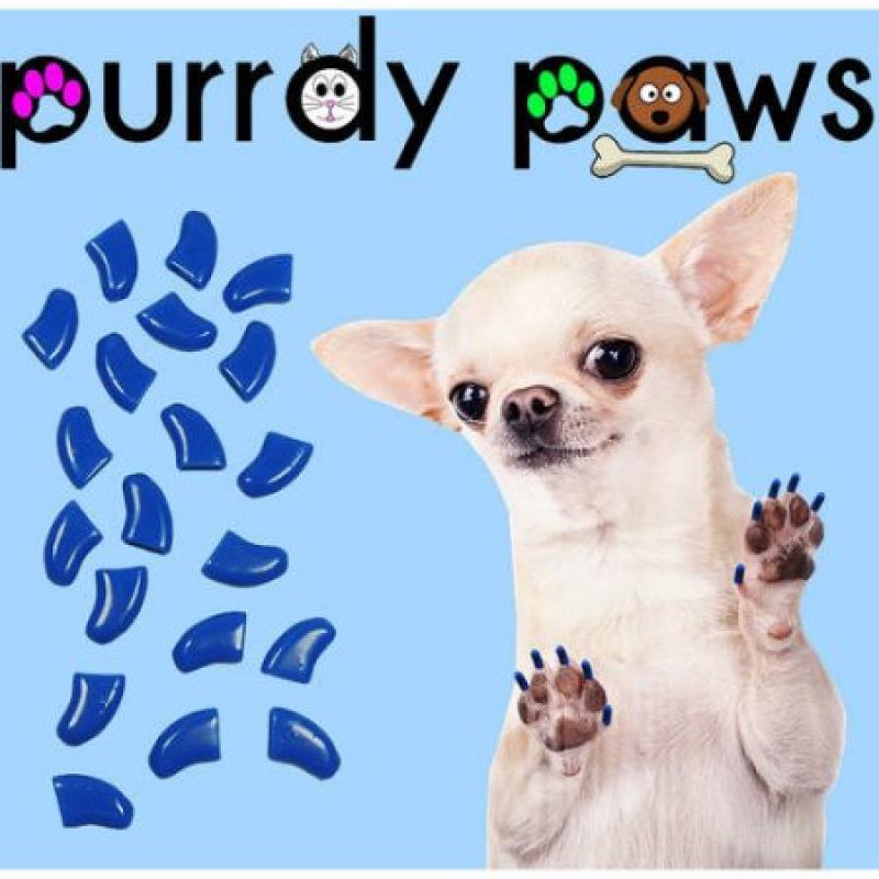Purrdy Paws Soft Nail Caps for Dogs, 40-Pack, Blue