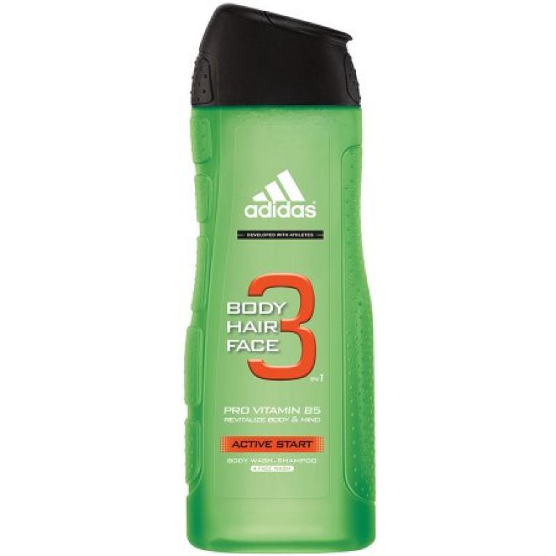 adidas 3 in 1 Active Start Body Wash, Shampoo & Face Wash, 16 fl oz