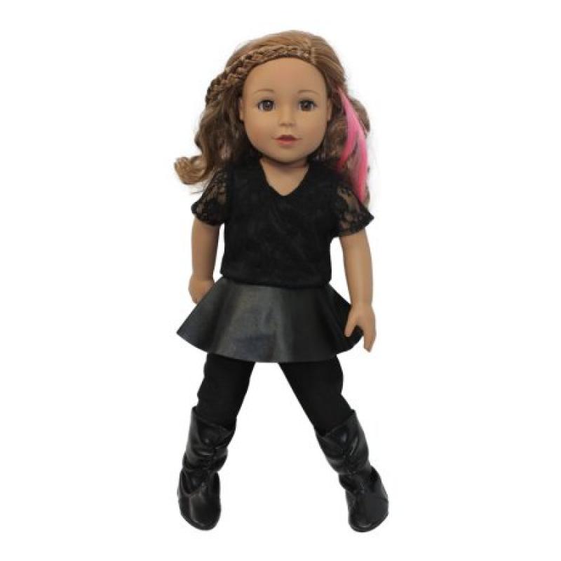 Arianna Leather N Lace Peplum Outfit Fits most 18 Inch Dolls