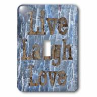 3dRose Blue Abstract Live Laugh Love Inspiration, Single Toggle Switch