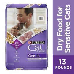 Purina Cat Chow Gentle Dry Cat Food, Sensitive Stomach + Skin, 13 lb. Bag